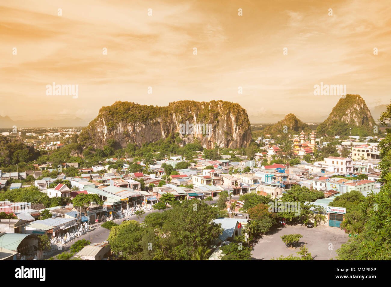 Marble Mountains Sonnenuntergang Landschaft in Danang, Vietnam Stockfoto