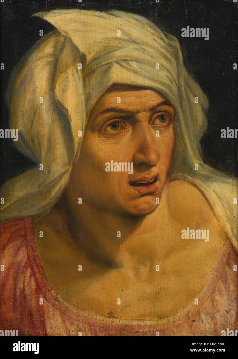 . Kopf einer Frau. Öl auf. 48,3 bis 33,7 cm. . 16. Jahrhundert. Zurückzuführen auf Frans Floris (1519/1520 - 1570) Alternative Namen Frans Floris der Ältere, Frans de Vriendt Beschreibung flämischen Maler, Zeichner, Grafiker und Tapeten designer Datum der Geburt / Tod 1519 oder 1520 1. Oktober 1570 Ort der Geburt / Todes Antwerpen Antwerpen Arbeiten Zeitraum zwischen 1534 und 1570 Arbeiten Standort Antwerpen Authority control: Q 543948 VIAF:?: 100955172 ISNI? 0000 0001 2145 5598 ULAN:? 500115614 LCCN:? Nr 2003020096 NLA:? 35947535 WorldCat zu Frans Floris der Ältere Kopf einer Frau zugeschrieben Stockfoto