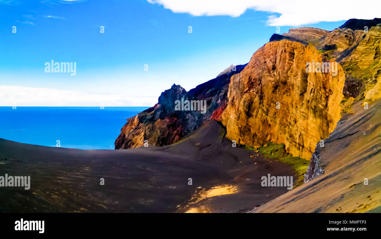 Landschaft Capelinhos Vulkan Caldera von Faial, Azoren, Portugal Stockfoto