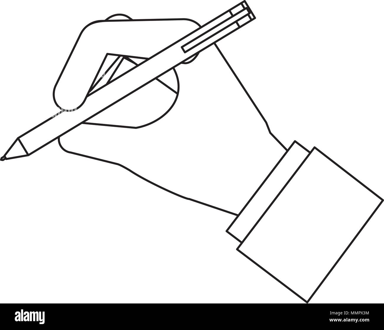 Hand mit Stift schreiben Vector Illustration dünne Linie Stock Vektor