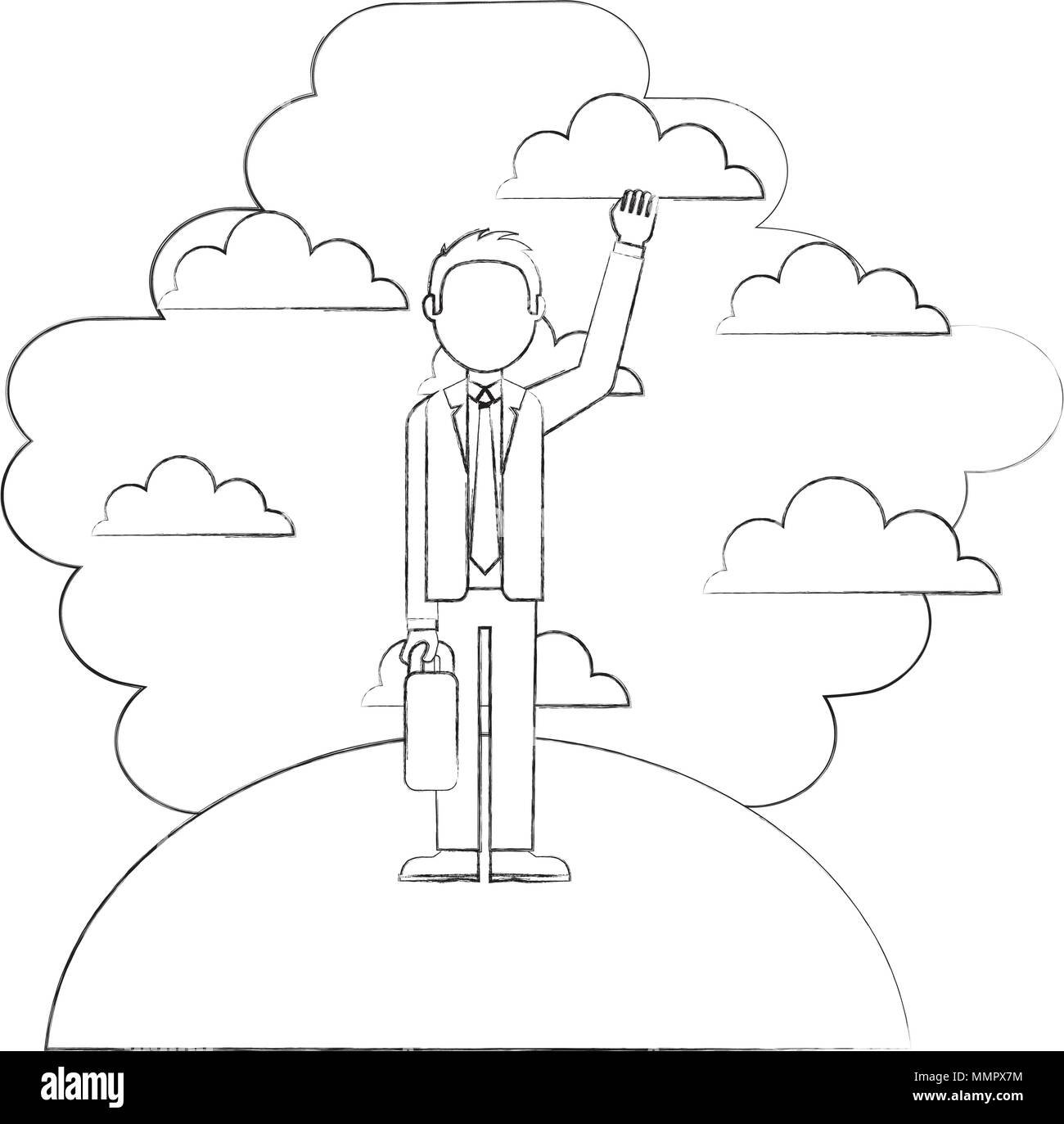 Elegante Geschäftsmann mit Portfolio in der Landschaft avatar Charakter Vector Illustration Design Stock Vektor