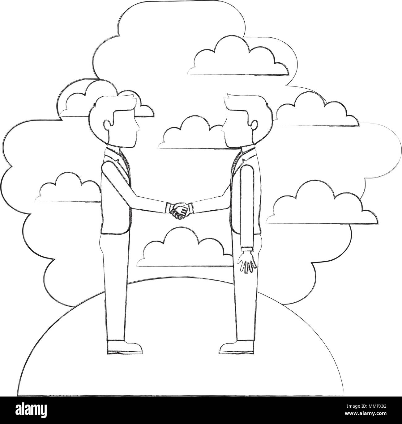 Paar Geschäftsleute in Landschaft Vector Illustration Design Stock Vektor