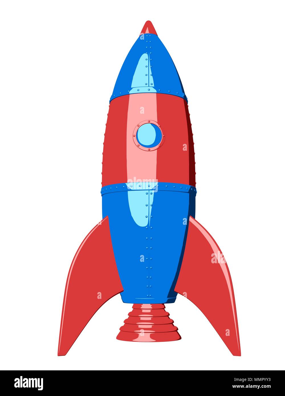 Cartoon rocket auf weißem Hintergrund. 3D-Darstellung Stockfoto