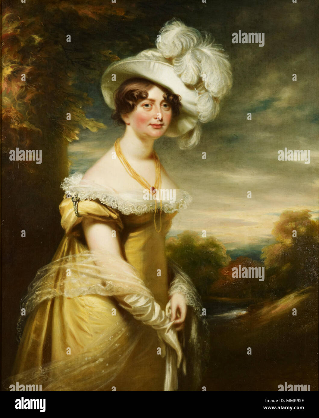 . Englisch: Kopie der Portrait an der Königlichen Akademie in 1819 und jetzt ausgestellt im Museum der Schönen Künste, Baltimore. Prinzessin Augusta (1768-1840). ca. 1819-1840. Augusta Sophia des Vereinigten Königreichs Stockfoto