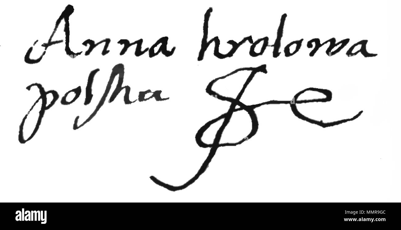 . Englisch: Autogramm von Anna Jagiellonka Autogramm von Anna Jagielonka Stockfoto