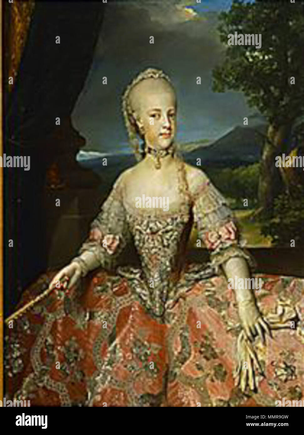 . Español: Retrato de María Carolina de Austria (1752-1814), Que fue hija del Emperador Francisco ich del Sacro Imperio Romano Germánico y de la emperatriz María Teresa ich de Austria y Reina consorte de Neapel por su matrimonio con el Rey Fernando ich de Las Dos Sicilias. María Carolina de Habsburgo-Lorena, Reina de Neapel. ca. 1768. Die Königin von Neapel von Mengs Stockfoto