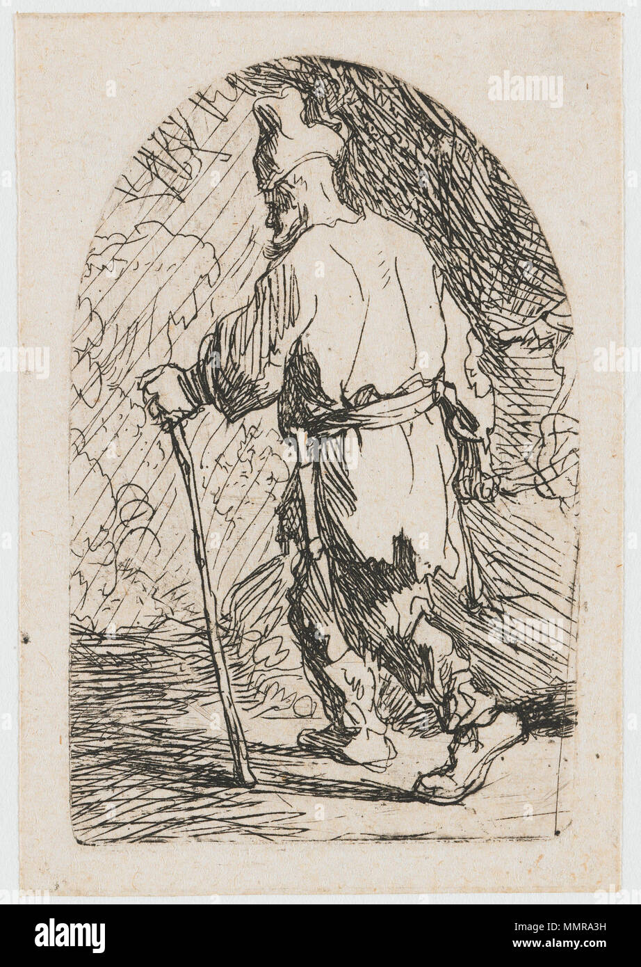 Joseph, Detail aus: Die Flucht nach Ägypten: Eine Skizze. ca. 1627. B 054 Rembrandt (Drittstaat) Stockfoto