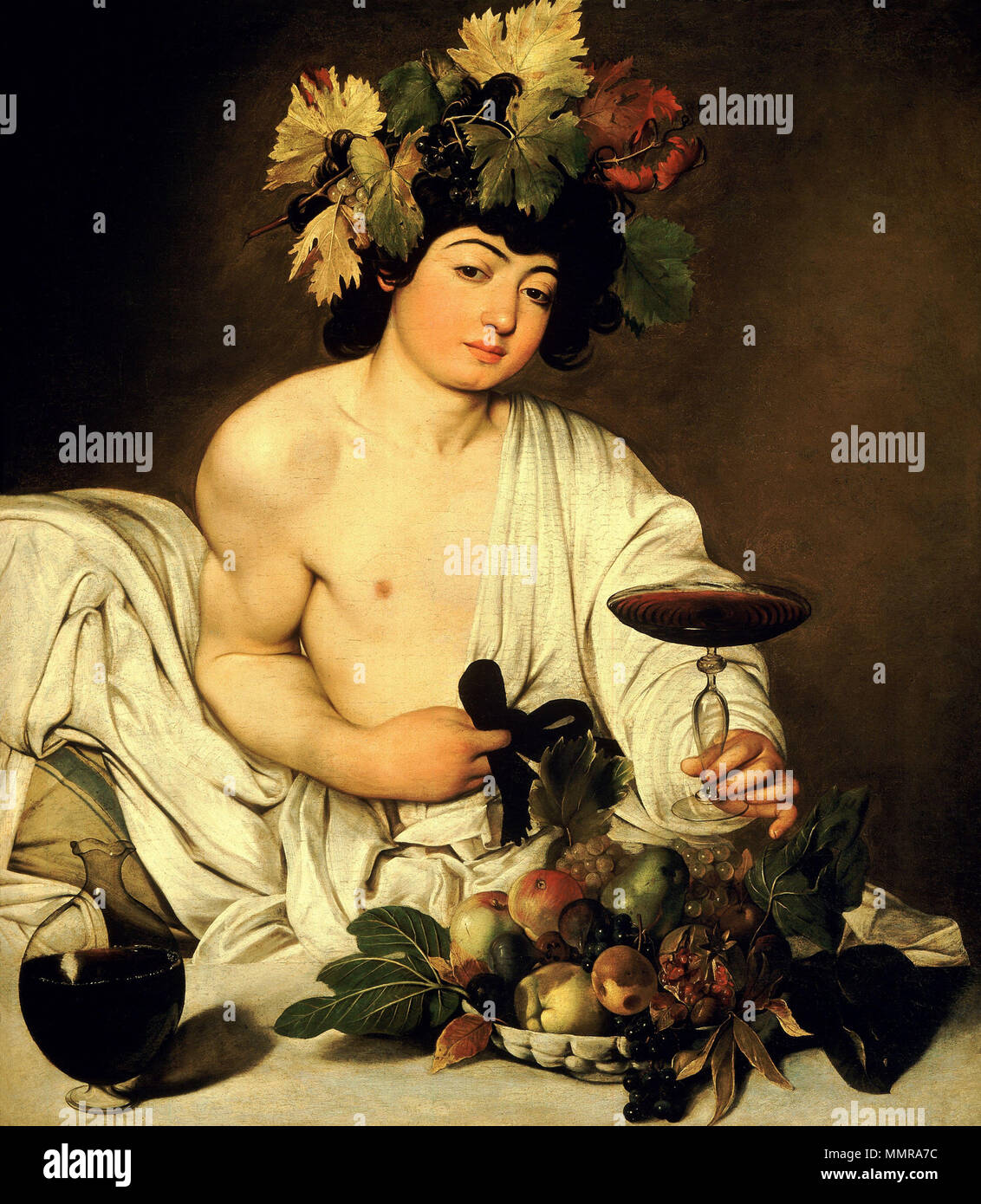Englisch: Bacchus Polski: Bachus. ca. 1595?. Bacchus-Caravaggio (1595) Stockfoto