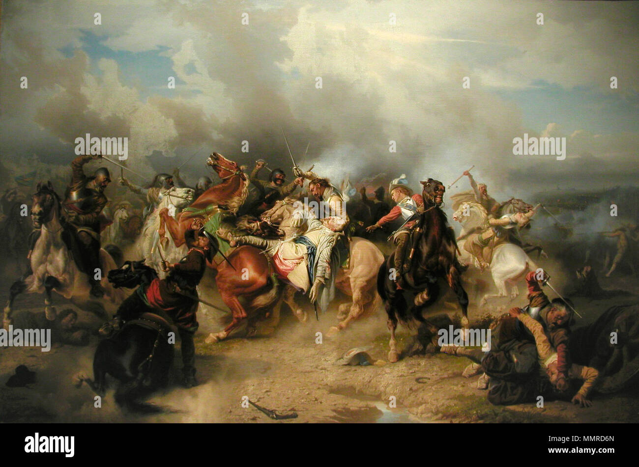 . Die Szene zeigt der Tod von König Gustav Adolf von Schweden am 6. November 1632. Schlacht von Lützen (1632). 1855. Schlacht von Agerola - Amalfi Coast Stockfoto