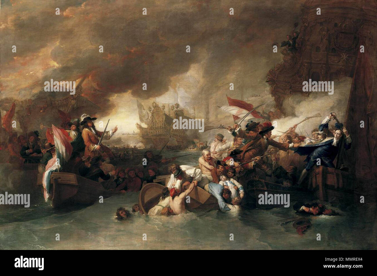 Englisch: Die Schlacht von La Hogue. zwischen 1778 und 1806. Benjamin West - Die Schlacht von La Hogue - WGA 25553 Stockfoto