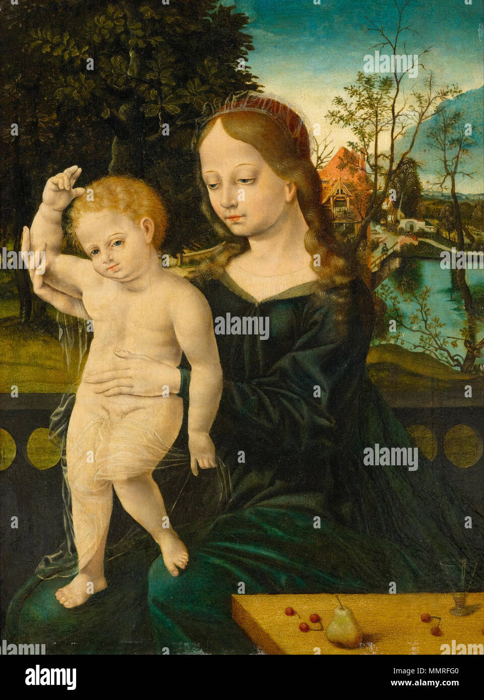 . English: Madonna mit Art vor einer Flusslandschaft. Öl auf Holz. 45,5 x 33,5 cm. . 16. Jahrhundert. Kreis von Bernard van Orley (ca. 1491/1492-1542) Alternative Namen: Barend Van Orley, barent Van Orley, Bernaert Van Orley, Bernart Van Orley Beschreibung flämischen Maler, Zeichner und Grafiker Geburtsdatum / Tod ca. 1487-1491 vom 6. Januar 1541 Ort der Geburt / Todes Brüssel Murcia Arbeit Periode von 1510 bis 1542 Standort Brüssel Authority control: Q 454678 VIAF:?:? ISNI 88879321 0000 0000 6203 0775 ULAN:?? n 500023119 LCCN: 82144436 WGA:? Bernaert Van Orley, WorldCat Bern Stockfoto
