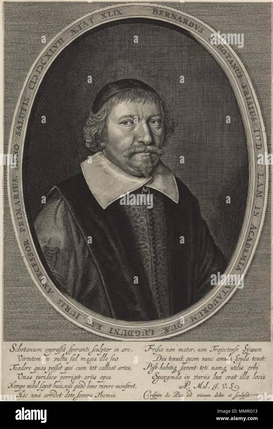 . Englisch: ein Porträt von Bernardus Schotanus, Professor der Rechtswissenschaften und Mathematik von der niederländischen Republik. . 1647. Crispijn de Passe II Bernardus Schotanus Stockfoto