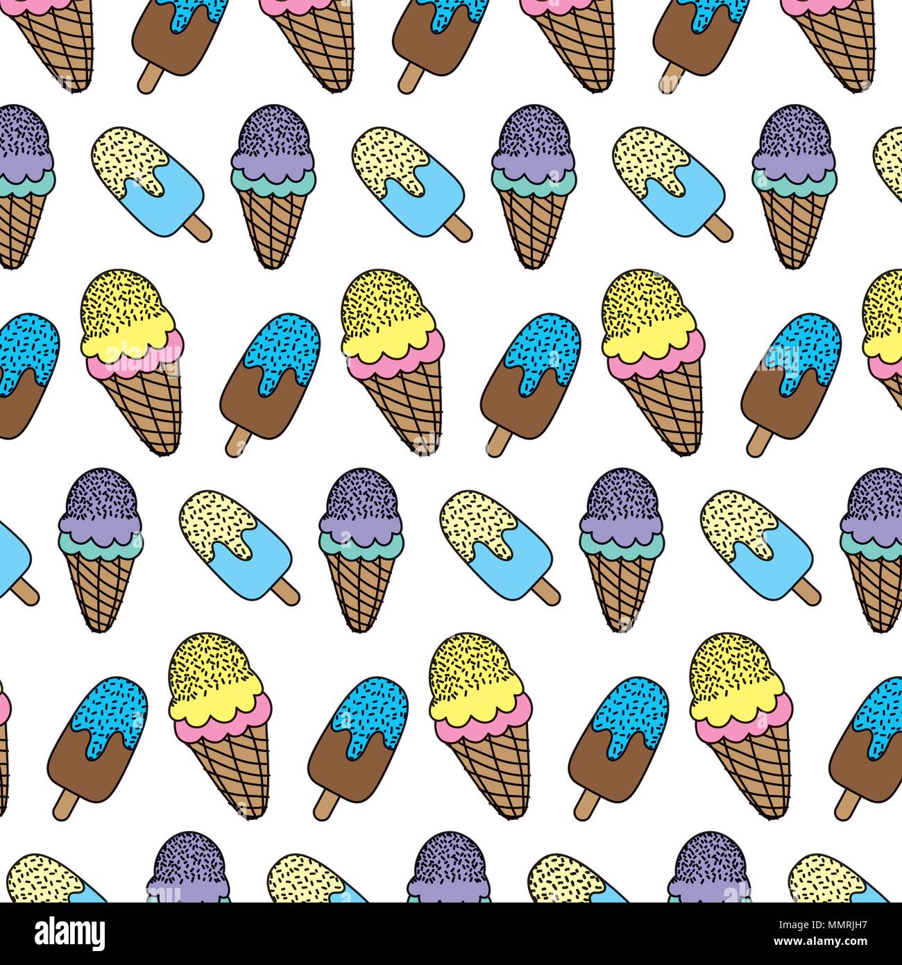Farbe eislollies und Creme kegel Hintergrund Stock Vektor