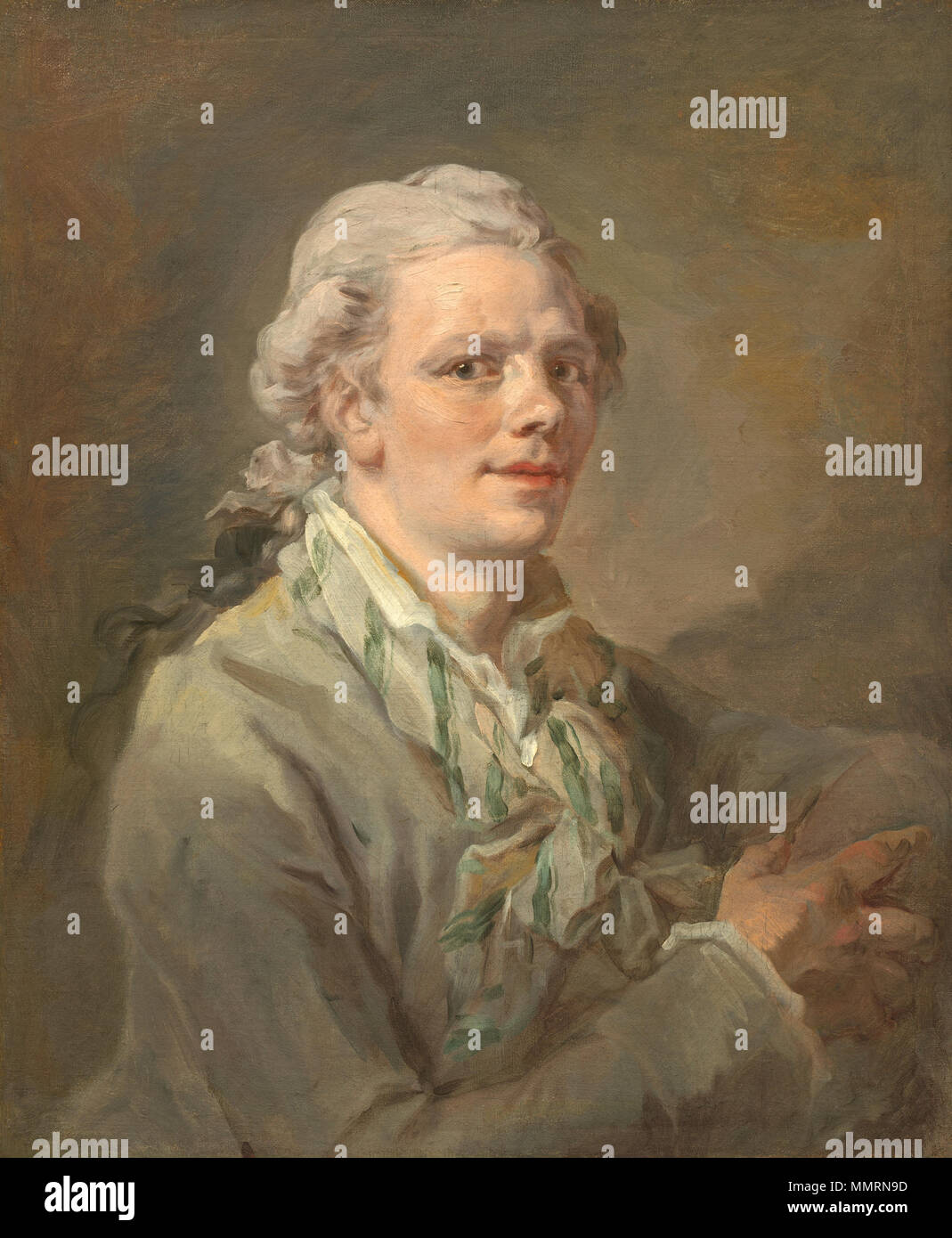 . Porträt eines jungen Mannes Malerei; Öl auf Leinwand; gesamt: 65,3 x 54,4 cm (25 11/16 x 21 7/16 in.) gerahmt: 97,2 x 86,4 x 10,2 cm (38 1/4 x 34 x 4 in.); unbekannte französische Künstler, Portrait eines jungen Mannes (NGA, 1961.9.18) Stockfoto . Porträt eines jungen Mannes Malerei; Öl auf Leinwand; gesamt: 65,3 x 54,4 cm (25 11/16 x 21 7/16 in.) gerahmt: 97,2 x 86,4 x 10,2 cm (38 1/4 x 34 x 4 in.); unbekannte französische Künstler, Portrait eines jungen Mannes (NGA, 1961.9.18) Stockfoto