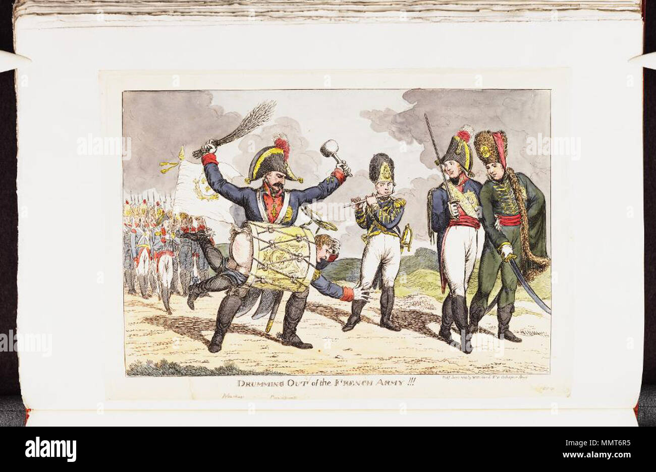. Auf Napoleons Verbannung auf Elba Satire. (Britische politische Karikatur) Drumming aus der französischen Armee!!!. Juni 1814. Bodleian Bibliotheken, Trommeln aus der französischen Armee Stockfoto
