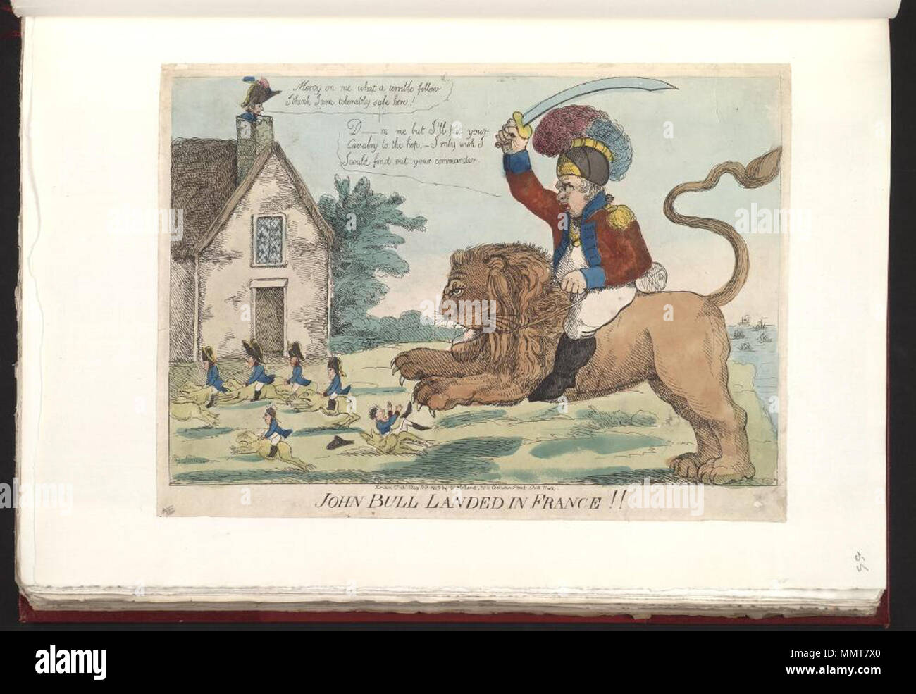 . Satire auf die Napoleonischen Kriege. (Britische politische Karikatur) John Bull landete in Frankreich!! 29. August 1803. Bodleian Bibliotheken, John Bull landete in Frankreich Stockfoto