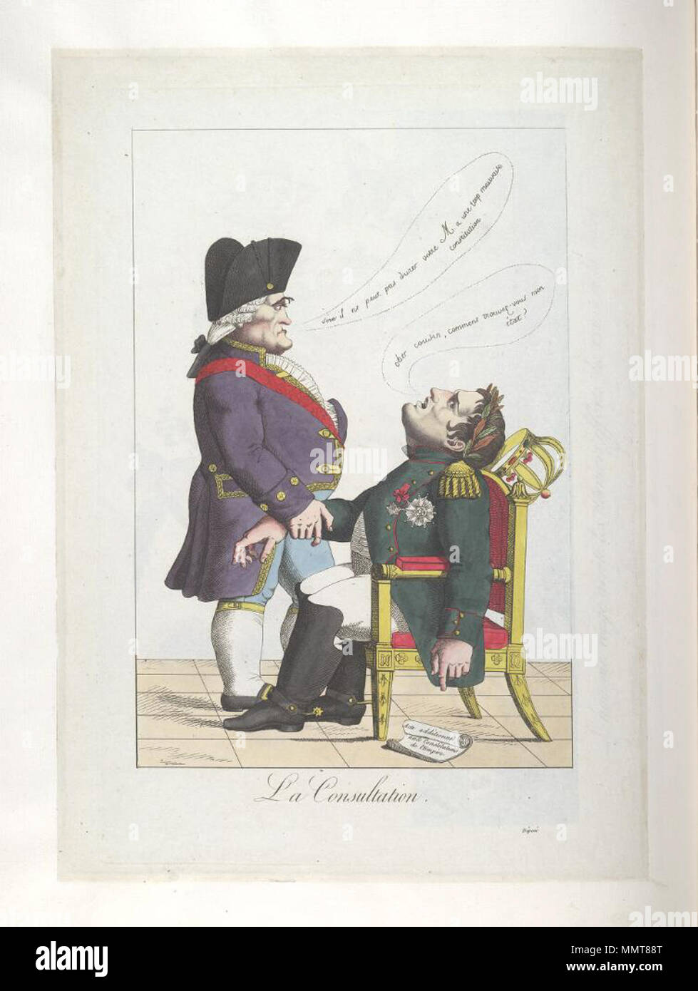 . Französische politische Karikatur La Beratung.. 1815. Bodleian Bibliotheken, La Konsultation Stockfoto