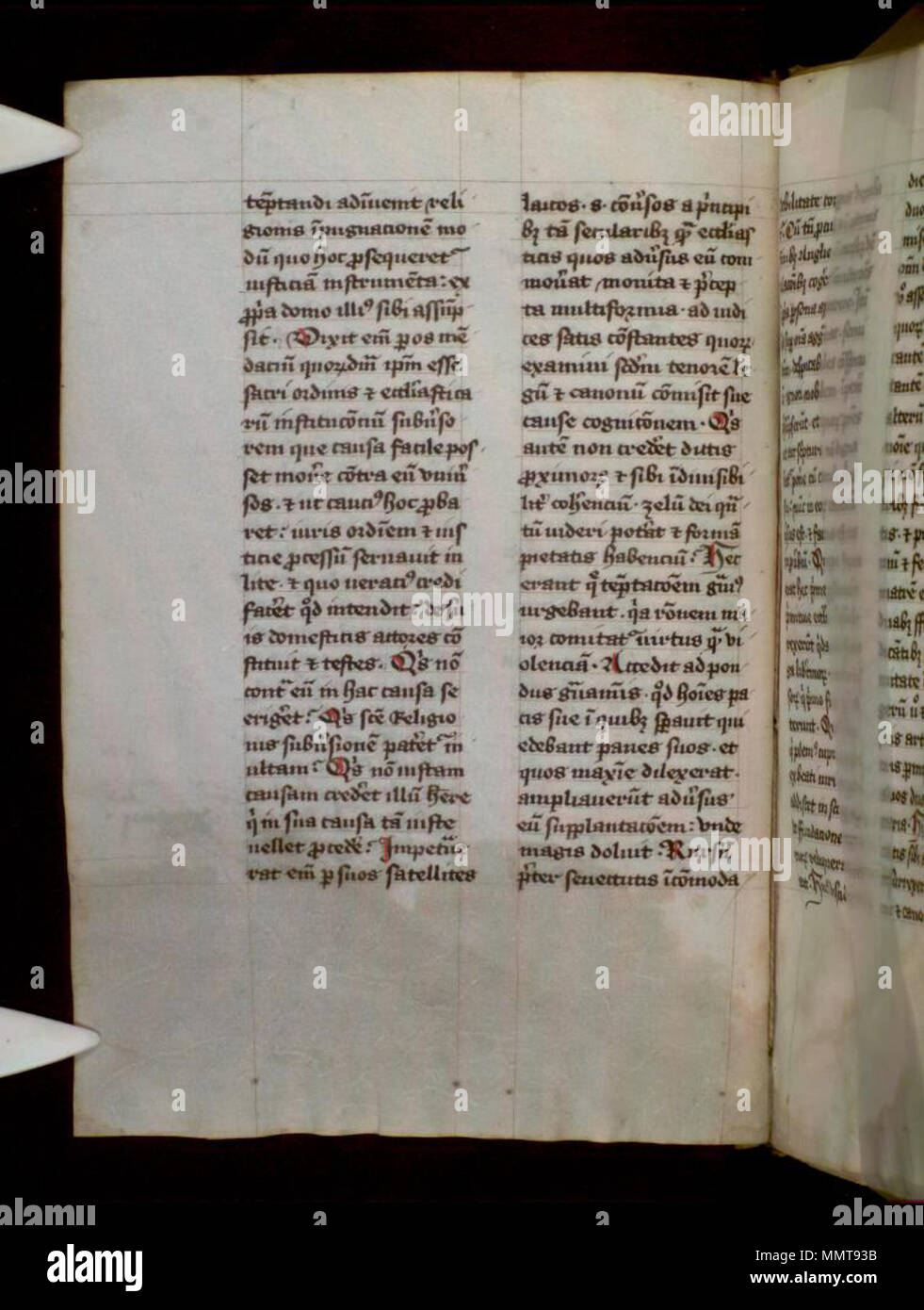 . Lateinische Texte über das Leben, die Übersetzung, Wunder, etc., von St. Gilbert von Sempringham (d. 1189), von seinen Prozess der Heiligsprechung (1201-2) angepasst, in der Mitte des 15. Jahrhundert Englisch Kopie für hingebungsvollen Einsatz mit beleuchteten Initialen und Grenzen.; 31 v Lateinische Texte auf St Gilbert von Sempringham. 1450. Bodleian Bibliotheken, Lateinische Texte auf St Gilbert von Sempringham 31 v Stockfoto
