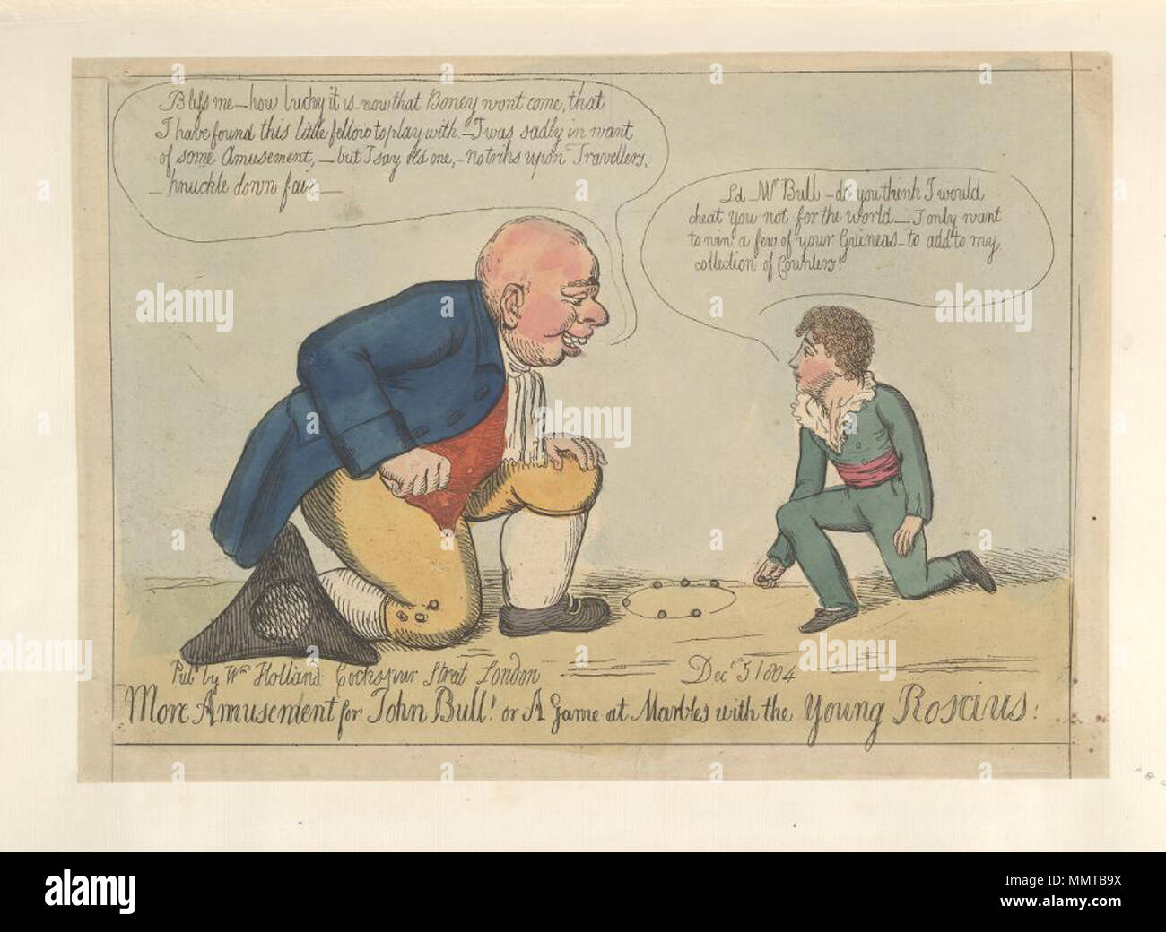 . Britische politische Karikatur mehr Unterhaltung John Bull! Oder: Ein Spiel mit Murmeln mit den jungen Roscius.. Vom 5. Dezember 1804. Bodleian Bibliotheken, mehr Unterhaltung John Bull oder - ein Spiel mit Murmeln mit den jungen Roscius Stockfoto