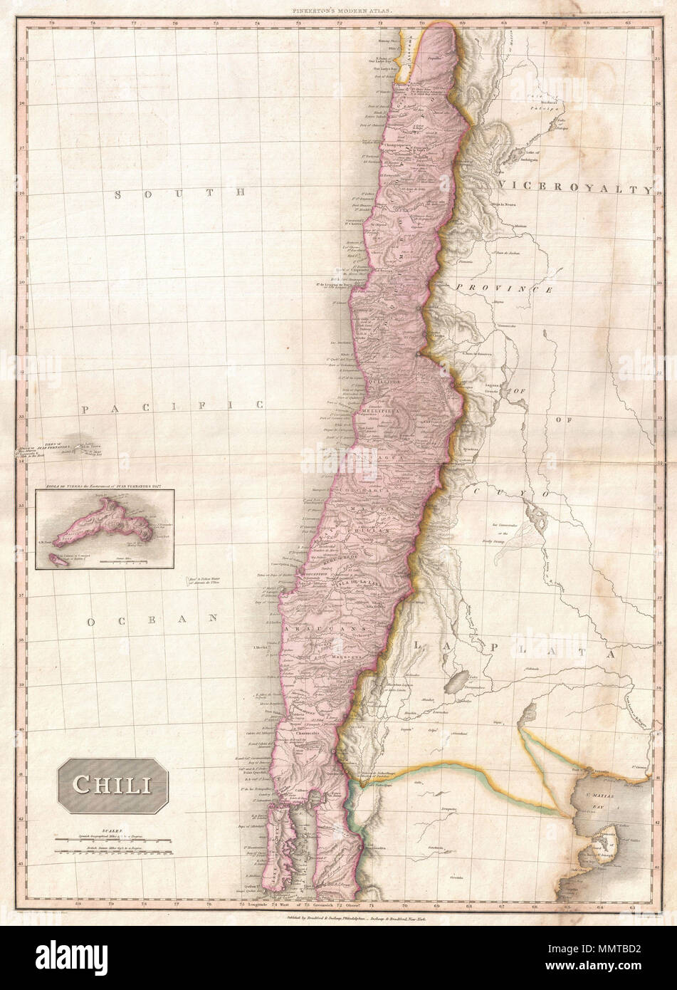 Englisch Dieser Ist Johannes Pinkertons Atemberaubende 1818 Karte Von Chile Deckt Die Sudwestliche Kuste Von Sudamerika
