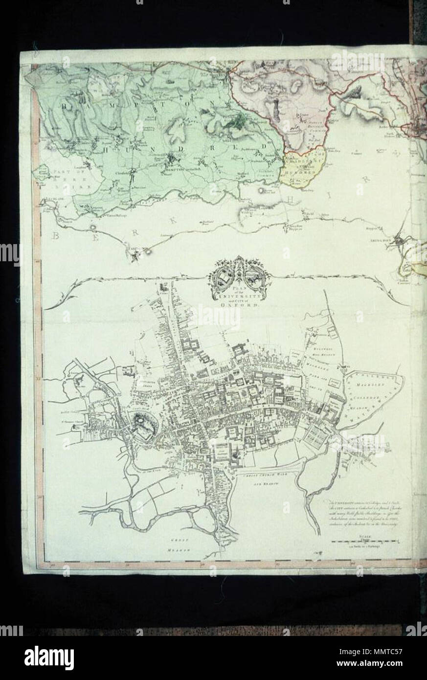 . Karte der Grafschaft mit Einfügung Plan der Stadt und an der Universität von Oxford. [Oxfordshire von Thomas Jefferys: linken unteren Abschnitt]. 1767. Bodleian Bibliotheken, Oxfordshire von Thomas Jefferys-linken unteren Bereich Stockfoto