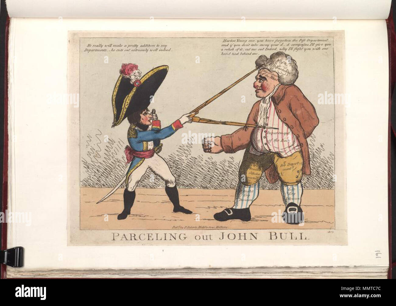 Gravure Originale De 1806 – J. Gillray – Taxes Sur Le Poisson – Satire Anglaise – Colorée à La Main