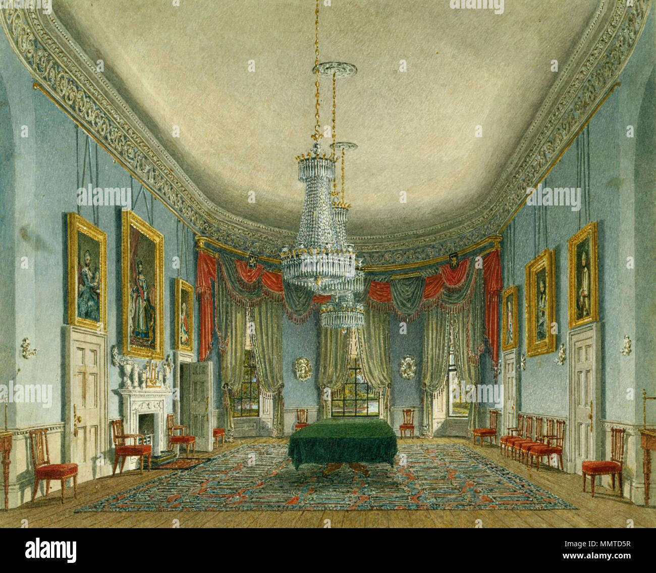 . Englisch: Ein Blick auf den Speisesaal des Frogmore House Der aquatinta Gravur dieses Bild als 