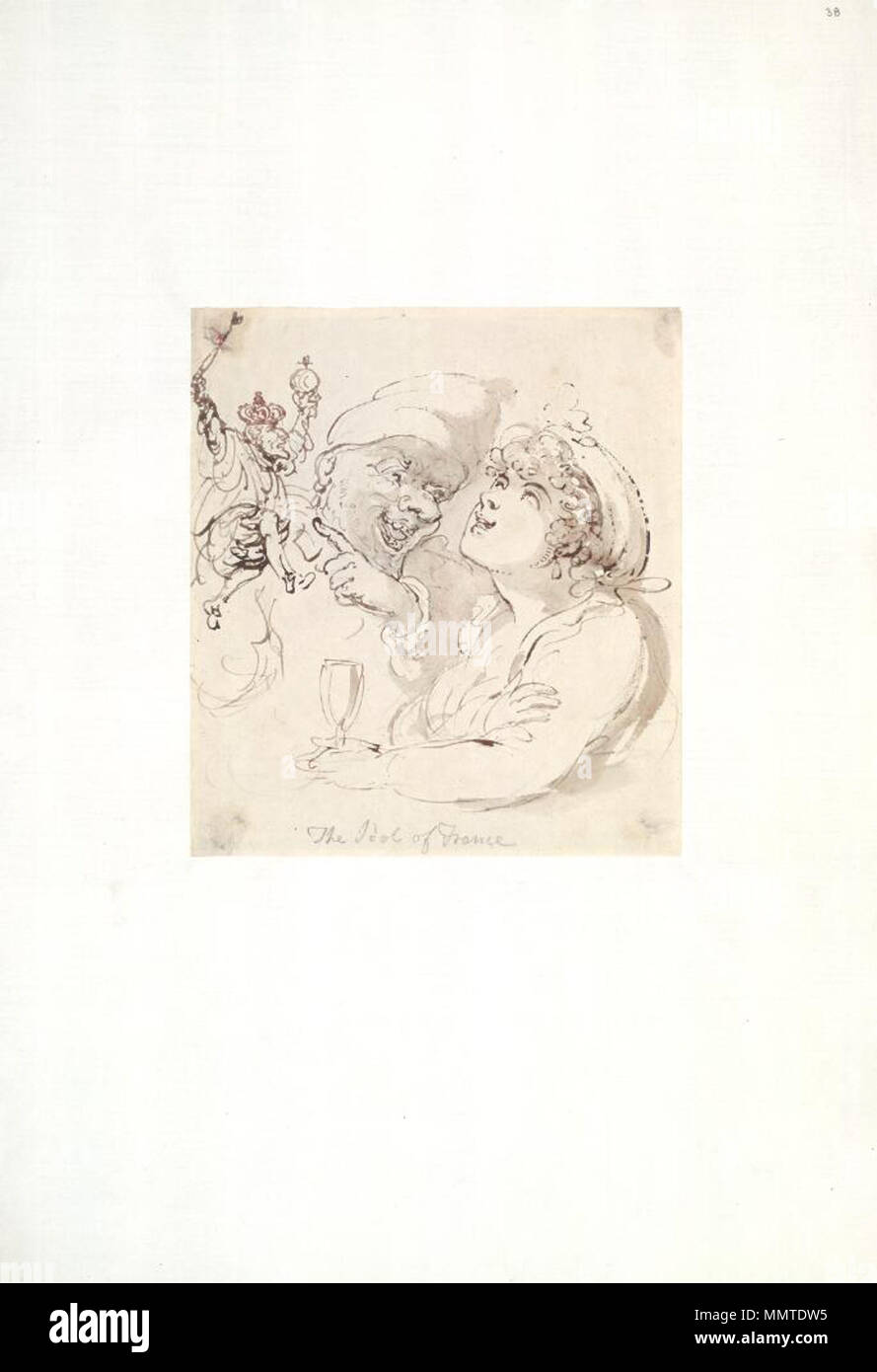 . Karikatur von Napoleon I. (Britische politische Karikatur); eine John Bull Abbildung hält die winzige Figur von Napoleon eine hübsche Engländerin zu amüsieren. Das Idol von Frankreich. 1804. Bodleian Bibliotheken, das Idol von Frankreich Stockfoto