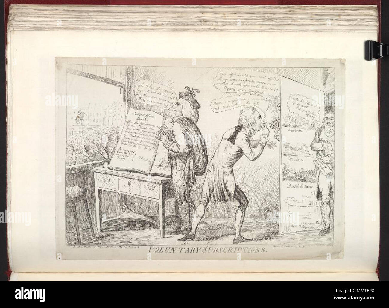 . Satire auf die Kosten des Krieges gegen Frankreich. (Britische politische Karikatur) Freiwillige Abonnements. 16. Januar 1798. Bodleian Bibliotheken, Freiwillige Abonnements Stockfoto