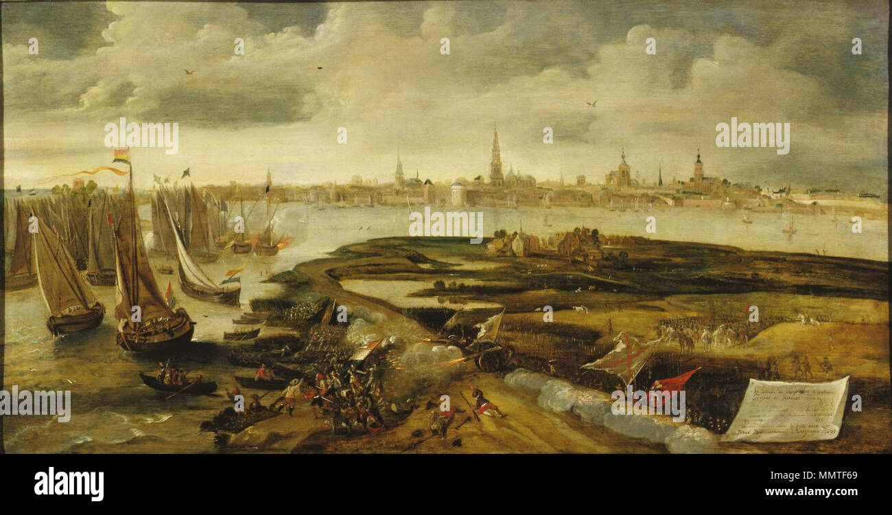 Englisch: Die Schlacht an der Blokkersdijk von 1605 Bonaventura Peeters - Die Schlacht am Blokkersdijk von 1605 Stockfoto