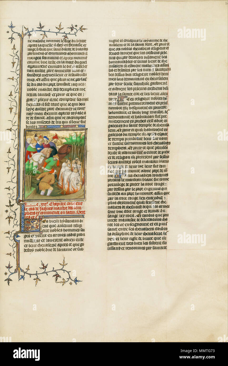 Die Tempelritter in Anwesenheit von Philipp dem Schönen und seine Höflinge. Über 1413 - 1415 verbrannt. Boucicaut Master Strahler (Französisch, aktive ca. 1390 - 1430) - die Templer in Anwesenheit von Philip, verbrannten die faire und seine Höflinge - Google Kunst Projekt Stockfoto