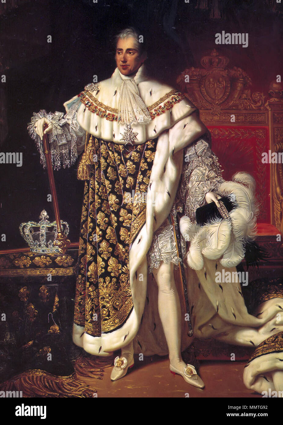 Porträt von Charles X von Frankreich im Coronation Roben. 1825. Karel X-Koning der Fransen Stockfoto