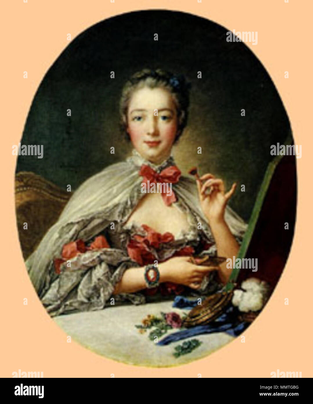 Englisch: Jeanne-Antoinette Poisson, Marquise de Pompadour (1721-1764), bekannt als Madame de Pompadour an Ihrer Toilette Français: Jeanne-Antoinette Poisson, Marquise de Pompadour (1721-1764), dite Madame de Pompadour à sa Toilette. 1758. Boupomp 3 2 Stockfoto