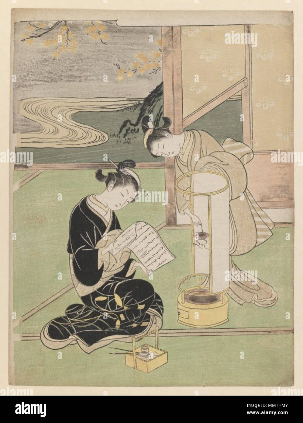 Andon - keine Yusho, Abend glühen in der Paper-Covered Night-Light. zwischen 1763 und 1769. Brooklyn Museum - Andon - keine Yusho Abend glühen in der Paper-Covered Night-Light - Suzuki Harunobu Stockfoto