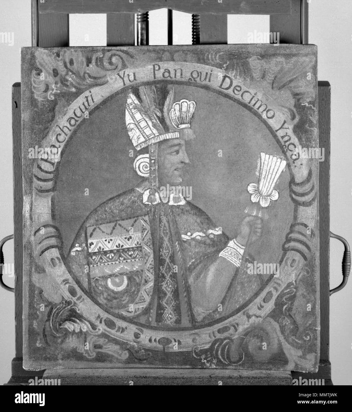 Pachacuti, Zehnte Inca, 1 von 14 Porträts von Inca Könige. zwischen 1750 und 1800. Brooklyn Museum - Pachacuti, Zehnte Inca, 1 von 14 Porträts von Inca Könige - insgesamt Stockfoto