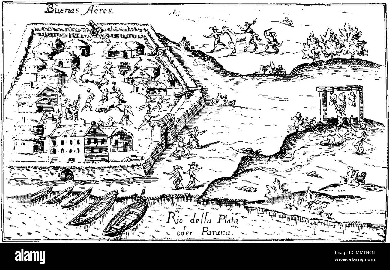 Espanol Vista De Buenos Aires Poco Despues De Su Fundacion Pedro De Mendoza En 1536 Englisch