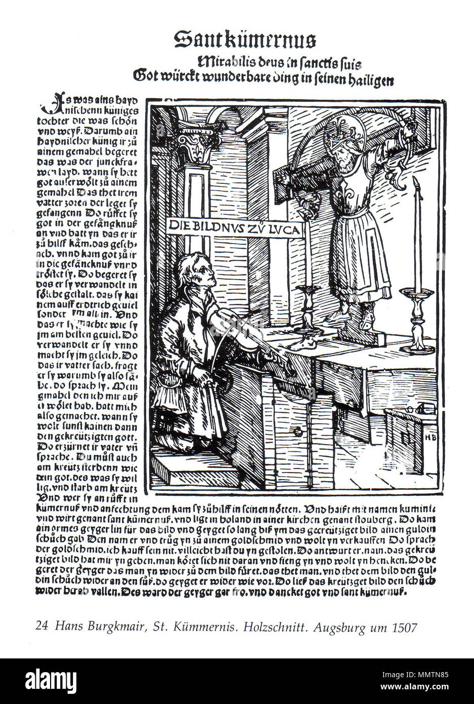 . Hans Burgkmair: hl. Kümmernis, Holzschnitt, Augsburg Ca. 1507. ca. 1507. Hans Burgkmair Burgkmair Kuemmernis Stockfoto