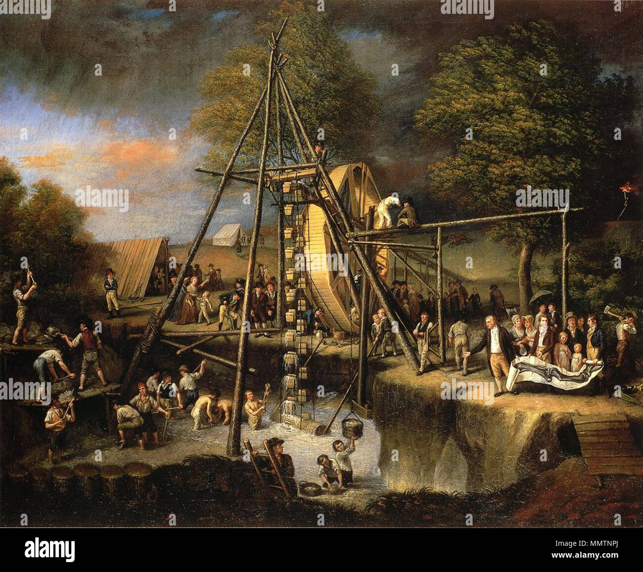 Exhumieren die erste amerikanische Mastodon.. 1806. C W Peale - die Exhumierung des Mastadon Stockfoto