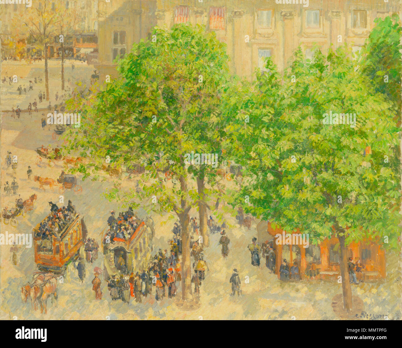 Camille Pissarro - Place du Théâtre - Français, Printemps Stockfoto