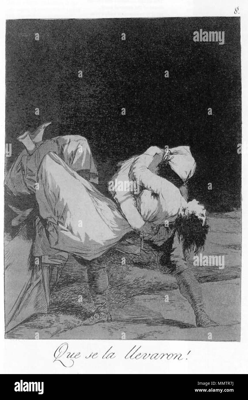 Spanisch: Capricho? 8: ¡Que Se La llevaron! So trugen sie aus!. 1799. Caprichos NR. 8 Und sie trugen sie fort Stockfoto