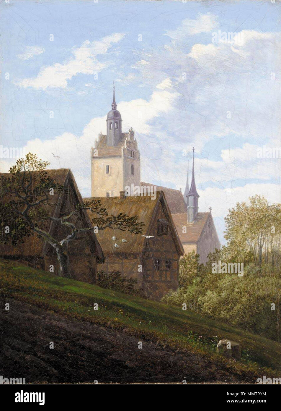 Blick auf Priessnitz in der Nähe von Dresden. Voraussichtlich Anfang 1830. Carl Gustav Carus - Ansicht von Priessnitz Allenstein Stockfoto