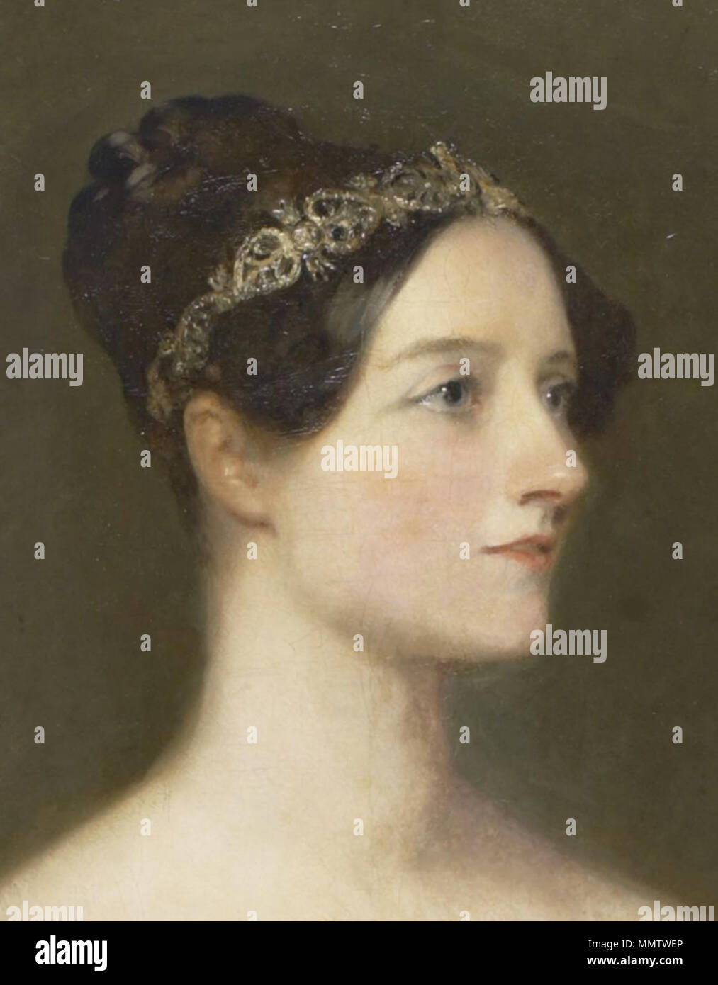 . Englisch: Detail von Margaret Sarah Carpenter's Portrait von Ada Lovelace Carpenter Portrait von Ada Lovelace - Detail Stockfoto