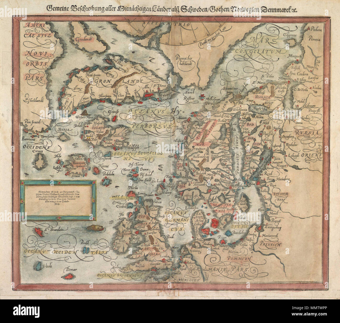 . Français: Une carte de l'Islande Vers 1588. . 1588. Unbekannte Carte - Islande - 1588 - 004 Stockfoto