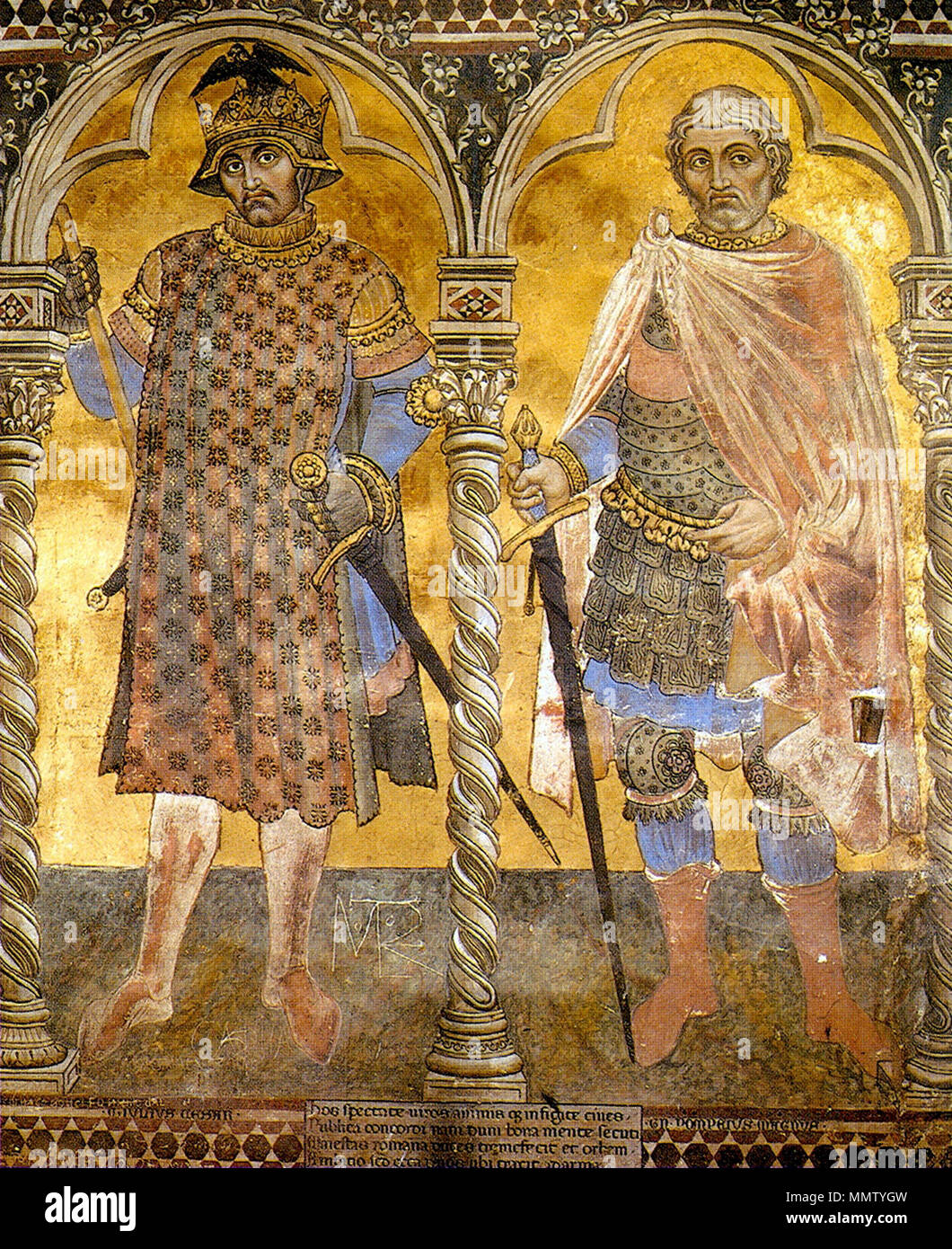 . Cesar und Pompei. 1414. Taddeo di Bartolo (1362-1422) Alternative Namen Taddeo Di Bartolo; Bartolo; Di Bartolo, Taddeo de Bartolo, taddeo di Bartolo Beschreibung italienischer Maler Geburtsdatum / Tod zwischen 1362 und 1363 1422 Ort der Geburt / Todes Siena, Italien Siena Arbeiten Zeitraum mittelalterlichen Arbeitsort Siena Authority control: Q 740231 VIAF:?: 292277692 ISNI? 0000 0001 1558 6217 ULAN:?? Nr 500029513 LCCN: 91028538 WGA:? TADDEO DI BARTOLO WorldCat Cesar-und-Pompey - 1414. Palazzo Pubblico Stockfoto