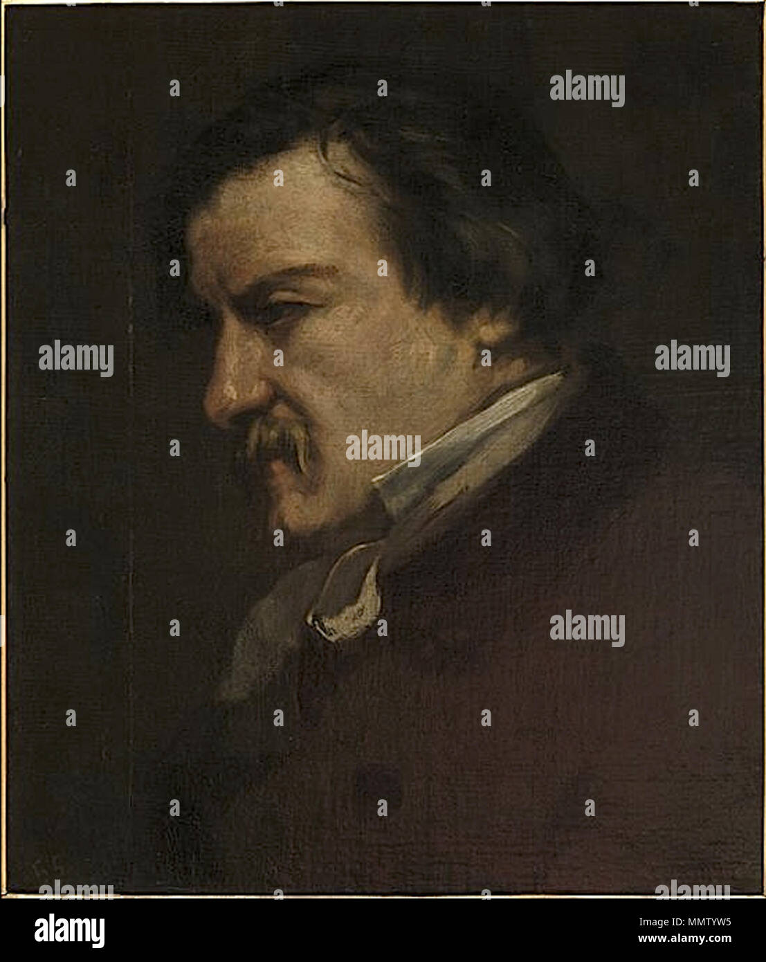 . Englisch: Portrait de Champfleury, Öl auf Leinwand, 46 x 38 cm, Musée d'Orsay (Paris). Champfleury von Courbet Stockfoto