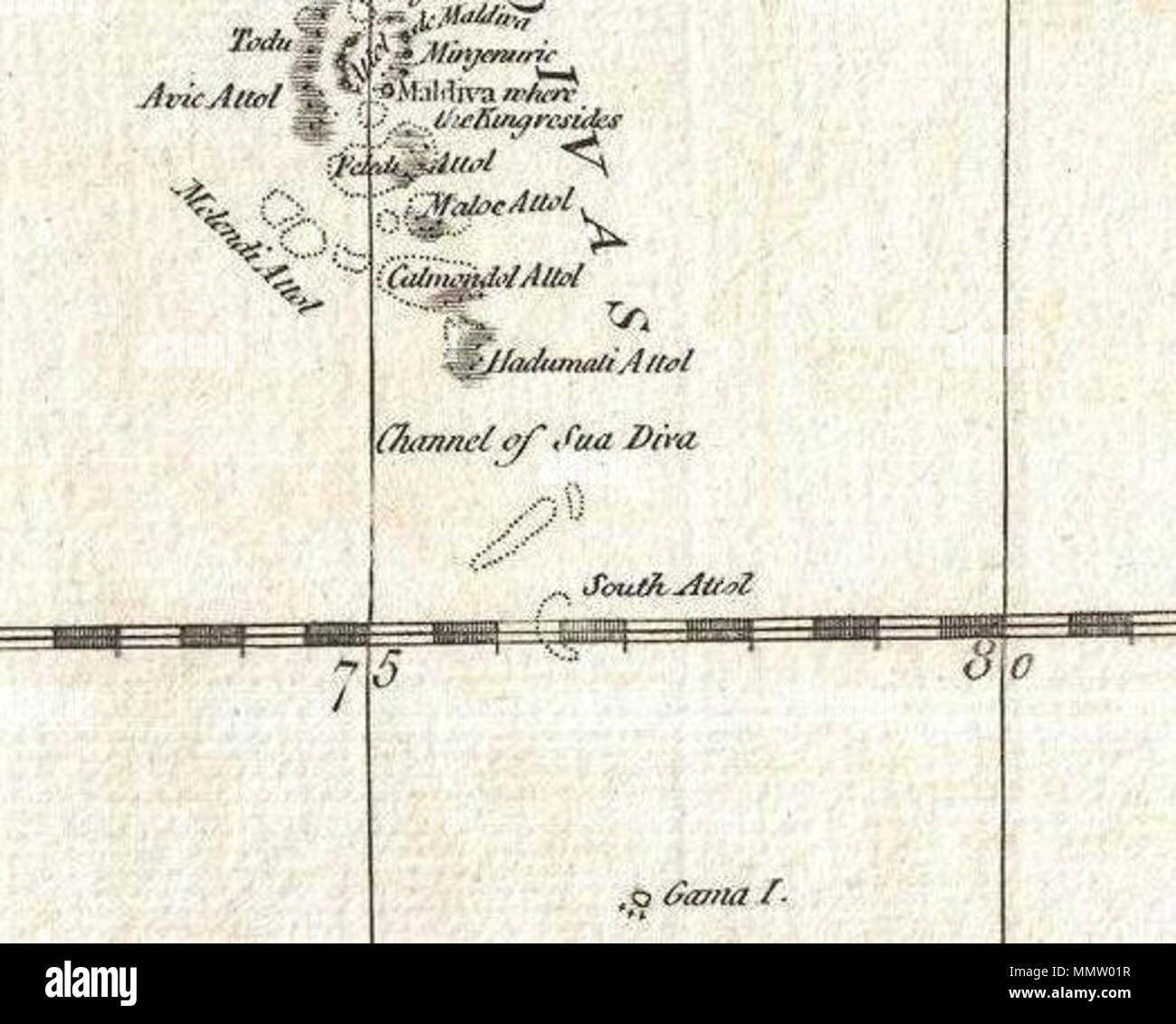 . Englisch: Abschnitt D'Anville Karte auf der Suvadiva Kanal zentriert. 29. November 2011. Jean Baptiste Bourguignon d'Anville (1697 - 1782) Beschreibung der französische Geograph und Kartograph Geburtsdatum / Tod 11. Juli 1697 vom 28. Januar 1782 Ort der Geburt / Todes Paris Paris arbeiten Standort Paris Aufsicht: Q 733907 VIAF:?:? ISNI 7472342 0000 0001 2119 4359 80126318 LCCN:?n NLA:?? 117662046 35007441 GND: WorldCat Dies ist ein treuer fotografische Reproduktion eines zweidimensionalen, public domain Kunstwerk. Das Kunstwerk selbst in der Public Domain ist aus folgendem Grund: P Stockfoto