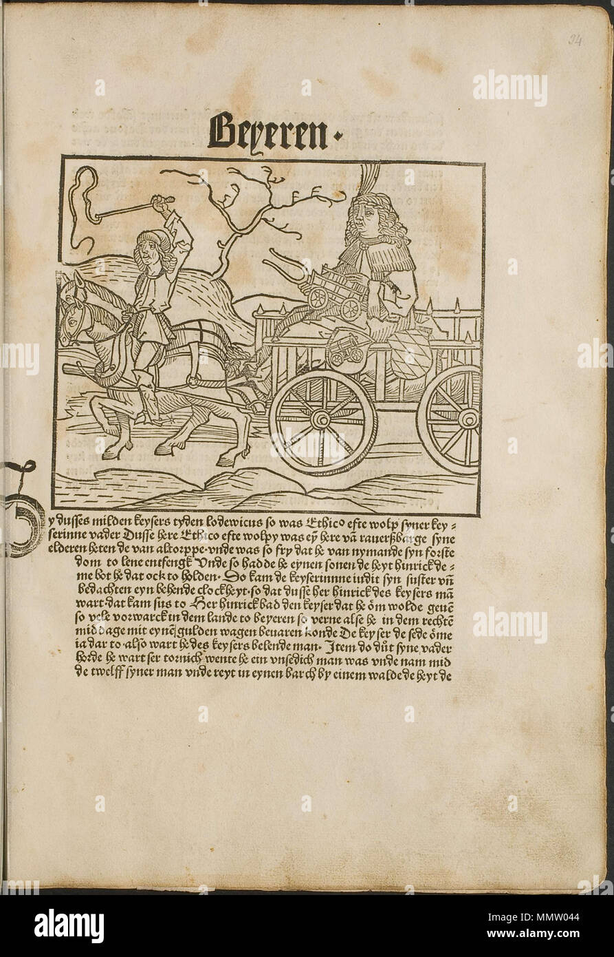 . Abbildung aus dem inkunabel: Cronecken der Sassen (die Chroniken von Sachsen) von Peter Schöffer in Mainz gedruckt. . 1492. Conrad Bote (Konrad Botho) Wagen in Wagen p 00071 Stockfoto