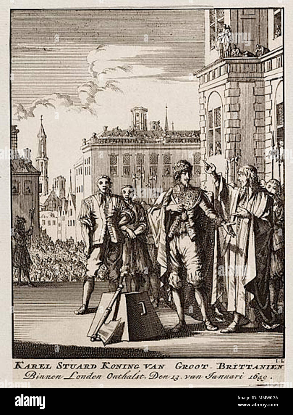 . Englisch: Karel Stuart Koning van Groot Brittanien, Radierung von Jan Luyken. . 1698. Jan Luyken Charles I von England Ausführung - radierung von Luyken. Stockfoto