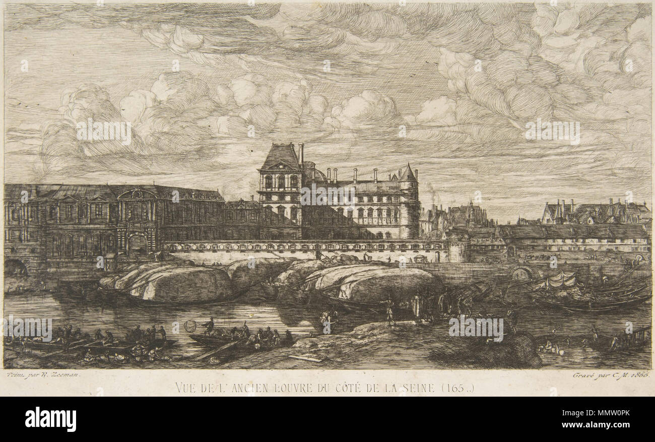 Charles Meryon, der Alte Louvre, Paris, nach Zeeman, 1865-66 Stockfoto