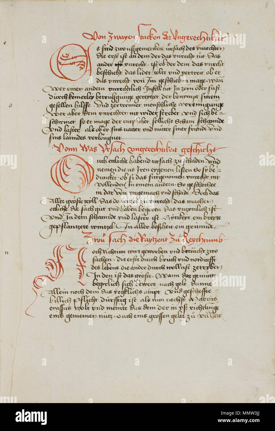 . Englisch: Cicero, Marcus Tullius: De officiis - Donaueschingen 11. Papier Handschrift aus dem Oberrhein, der 1453 und 1470 in der oberen Rheinic/Bayerische Sprache. Die Badische Landesbibliothek in Karlsruhe. Deutsch: De Officiis (' Von den Ampten') - Donaueschingen 11. Verfasser: Cicero, Marcus Tullius. Handschrift auf Papier. Oberrhein, [1453 und um 1470] - Schreibsprache: oberrheinisch/bairisch. Online-Ausg.: Karlsruhe: Badische Landesbibliothek 2010. . 1453. Cicero (106 - 43) Alternative Namen Marcus Tullius Cicero, Cicero Beschreibung römischer Staatsmann, Redner und Philosoph Geburtsdatum/Dea Stockfoto